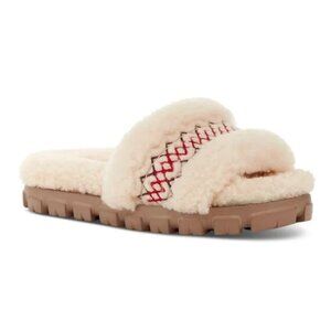 NEW UGG Women's Cozetta Braid Shearling Slide Sandals Cream W US 9 EU 40 [jb]